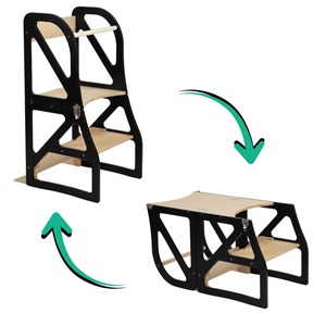 Tour d'apprentissage montessori 2-en-1 securestep - noir