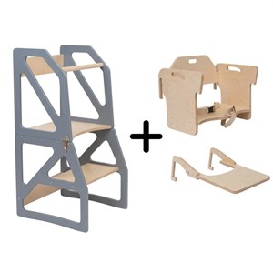 Tour d'apprentissage montessori 4-en-1 modustep - gris