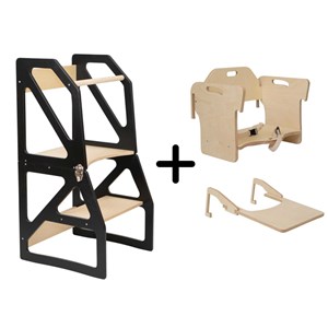 Tour d'apprentissage montessori 4-en-1 modustep - noir
