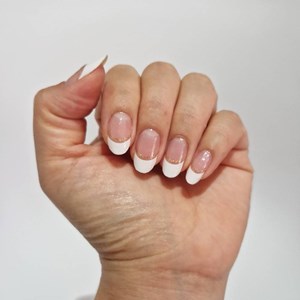 Vernis autocollant french chic shine - manucure facile longue tenue French blanche pailletée