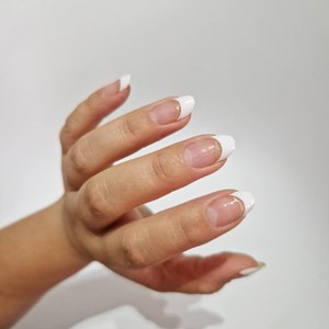Vernis autocollant french chic shine - manucure facile longue tenue French blanche pailletée