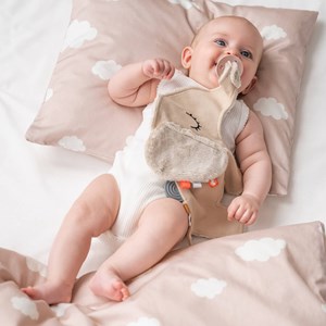 Doudou attache-sucette elphee sable