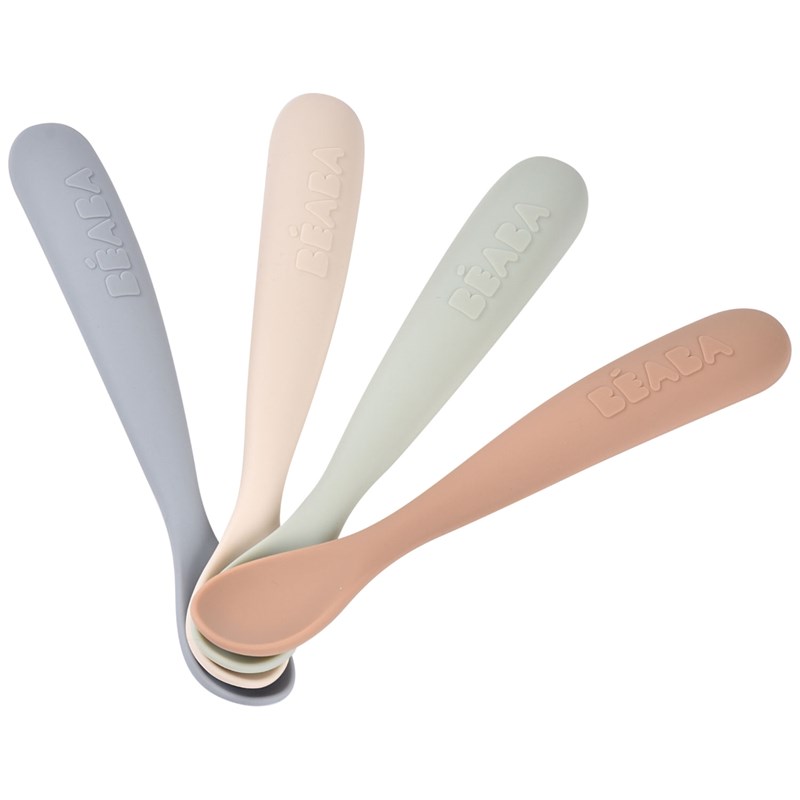 Lot de 4 cuillères silicone 1er âge natural set