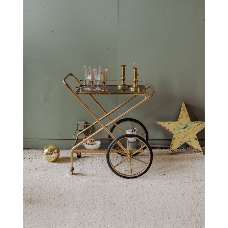 Desserte en verre et métal doré n°272