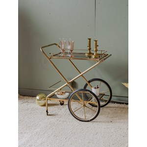 Desserte en verre et métal doré n°272