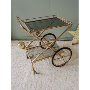 Desserte en verre et métal doré n°272