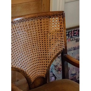 Paire de fauteuils cannés en tissu n°760