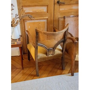 Paire de fauteuils cannés en tissu n°760