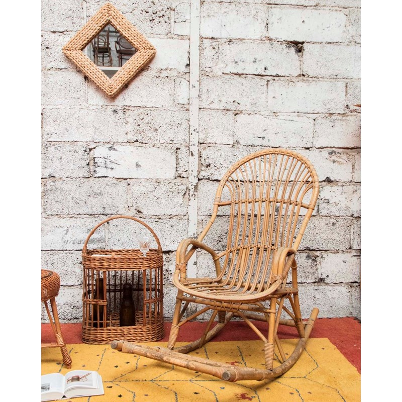 Grand rocking-chair en rotin n°70