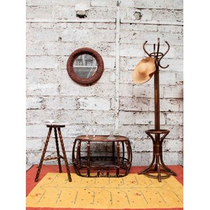 Porte-manteau perroquet en bois foncé n°295