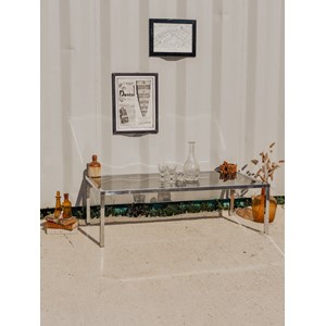 Table basse chromée en verre n°845