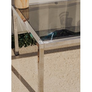 Table basse chromée en verre n°845