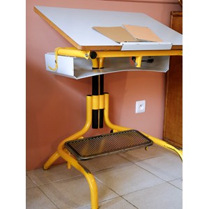 Bureau d'écolier en métal et bois n°500