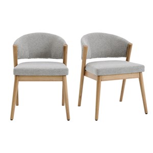 Alba-chaise bois naturel et tissu trendy grège (x2)