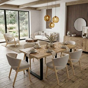 Alba-chaise bois naturel et tissu trendy grège (x2)