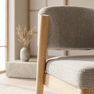 Alba-chaise bois naturel et tissu trendy grège (x2)
