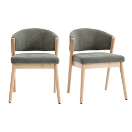 Alba-chaise bois naturel et tissu trendy sauge (x2)