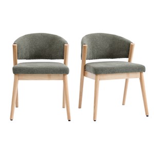 Alba-chaise bois naturel et tissu trendy sauge (x2)