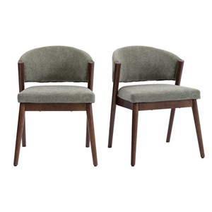 Alba-chaise bois patiné noyer et tissu trendy sauge (x2)