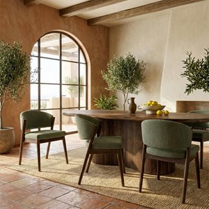 Alba-chaise bois patiné noyer et tissu trendy sauge (x2)