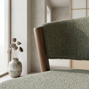 Alba-chaise bois patiné noyer et tissu trendy sauge (x2)