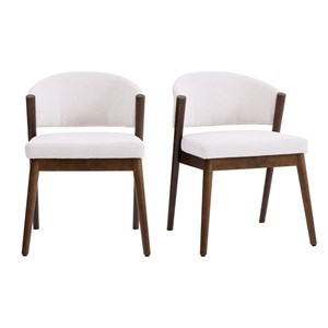 Alba-chaise bois patiné noyer et tissu trendy ecru (x2)