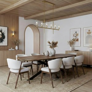 Alba-chaise bois patiné noyer et tissu trendy ecru (x2)