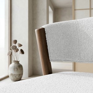 Alba-chaise bois patiné noyer et tissu trendy ecru (x2)