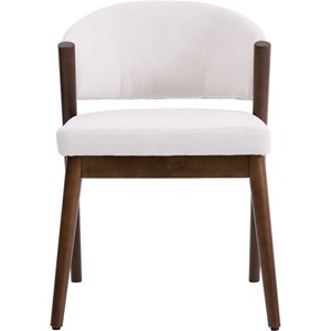 Alba-chaise bois patiné noyer et tissu trendy ecru (x2)