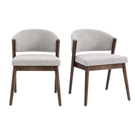 Alba-chaise bois patiné noyer et tissu trendy grège (x2)