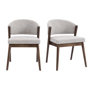 Alba-chaise bois patiné noyer et tissu trendy grège (x2)