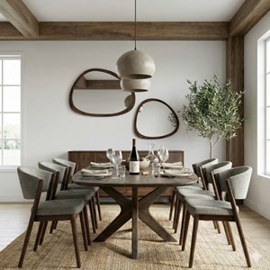 Alba-chaise bois patiné noyer et tissu trendy grège (x2)