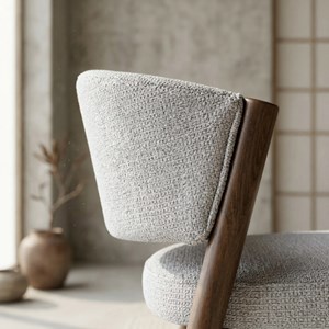 Alba-chaise bois patiné noyer et tissu trendy grège (x2)