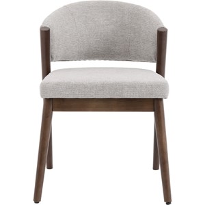 Alba-chaise bois patiné noyer et tissu trendy grège (x2)