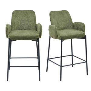 Alex-fauteuil de bar en tissu ikon olive (x2)