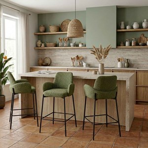 Alex-fauteuil de bar en tissu ikon olive (x2)