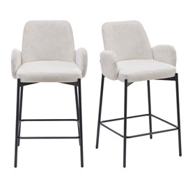 Alex-fauteuil de bar en tissu ikon coloris lin (x2)