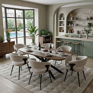 Nino-fauteuil de table en tissu luxury grège (x2)