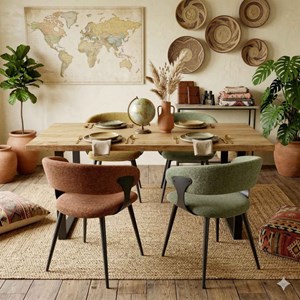 Nino-fauteuil de table en tissu luxury terracotta (x2)