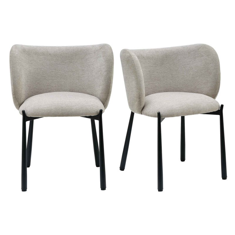 Moloo - Soan-fauteuil de table en tissu luxury grège  (x2)