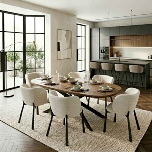 Soan-fauteuil de table en tissu luxury grège  (x2)