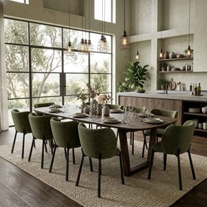 Soan-fauteuil de table en tissu luxury kaki (x2)