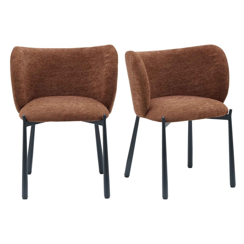 Soan-fauteuil de table en tissu luxury terracotta (x2)