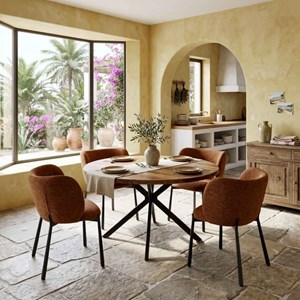 Soan-fauteuil de table en tissu luxury terracotta  (x2)