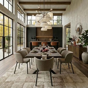 Soan-fauteuil de table en tissu luxury taupe (x2)