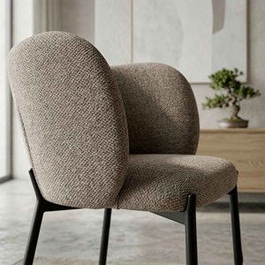 Soan-fauteuil de table en tissu luxury taupe (x2)