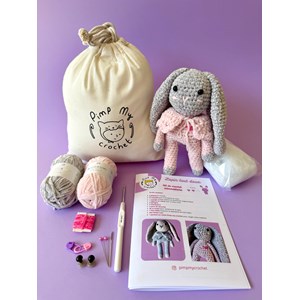 Lapin tout doux gris : kit de crochet avec tuto vidéo