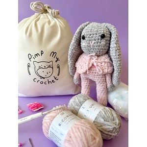 Lapin tout doux gris : kit de crochet avec tuto vidéo