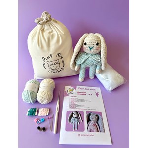 Lapin tout doux blanc : kit de crochet avec tuto vidéo