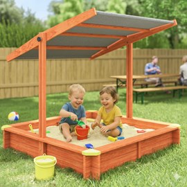 Bac à sable max 140x140 cm en bois avec toit uv50